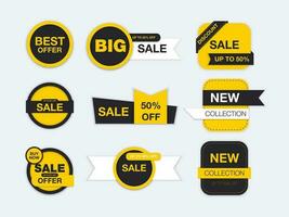 Vector labels isolated on white background. Sale promotion, website stickers, new offer badge collection. Flat badges discount and tags. Best choice tags.  Vector illustration