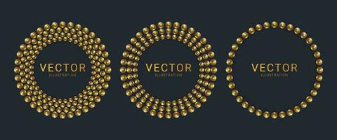 Set of vector golden balls. Circle frames with place for your content. Luxury elegant circles banners