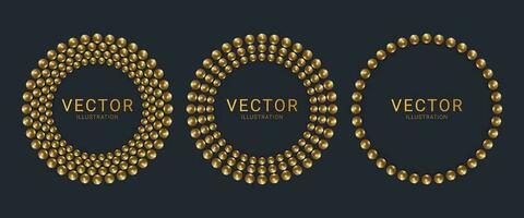 Set of vector golden balls. Circle frames with place for your content. Luxury elegant circles banners