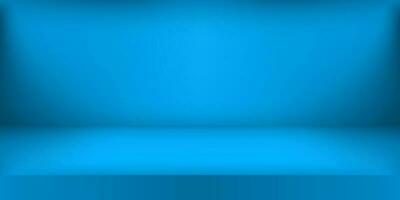 Empty blue color studio. Room background, product display with copy space for display of content design. Vector illustration