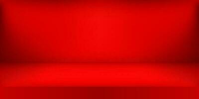 Empty red color studio. Room background, product display with copy space for display of content design. Vector illustration
