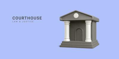 3d realistic courthouse on white background. Law and justice concept. Vector illustration