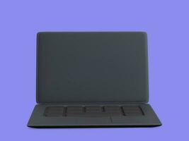 3d realistic black laptop isolated on blue background. Vector illustration