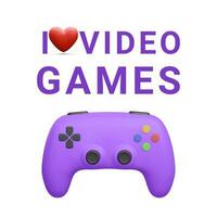 3d realistic gamepad isolated on white background. I love video games. Vector illustration