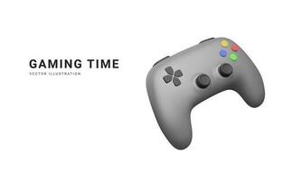 3d realistic gamepad isolated on white background. Video games and gaming time concept. Vector illustration