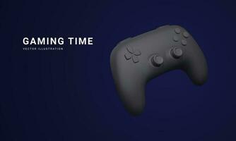 3d realistic gamepad isolated on dark background. Video games and gaming time concept. Vector illustration