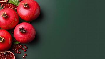 Ripe pomegranate mockup and copy space with a gradient background, photo