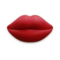 3d realistic red beautiful women's lips isolated on white background. Vector illustration