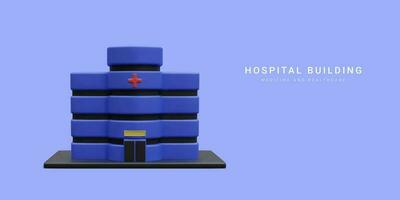 3d realistic hospital building isolated on blue background. Healthcare design concept. Vector illustration