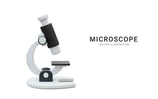 3d realistic microscope isolated on light background. Science, pharmaceutical and education concept. Microbiology magnifying tool. Vector illustration