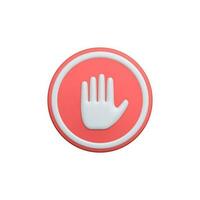 3d realistic stop sign isolated white background. Hand stop symbol. Traffic stop. Symbol of restricted and dangerous. Vector illustration