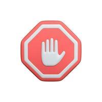 3d realistic stop sign isolated white background. Hand stop symbol. Traffic stop. Symbol of restricted and dangerous. Vector illustration