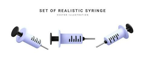 Set of 3d realistic syringe isolated on white background. Vector illustration