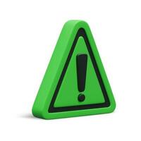 3d realistic triangle warning sign with exclamation mark isolated on white background. Vector illustration