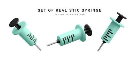 Set of 3d realistic syringe isolated on white background. Vector illustration