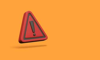 3d realistic triangle warning sign with exclamation mark isolated on orange background. Vector illustration