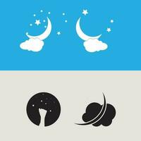 Minimal Dream Cloud and Moon vector