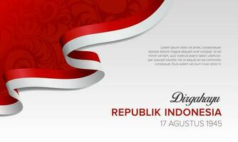 Indonesia Independence Day background with red and white ribbon. Vector illustration of Indonesia Independence Day celebration.