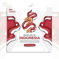 Indonesia Independence Day Social Media Flyer vector