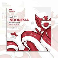 Indonesia Independence Day Social Media Flyer vector