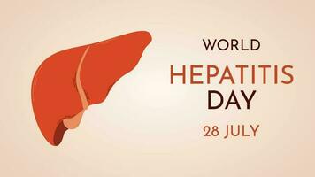 World Hepatitis Day holiday. Vector banner or postcard with a flat illustration of a healthy liver and text.