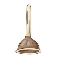 Vector isolated illustration of a cartoon plunger for cleaning drain and blockages in the bath tub and sink.