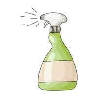 Vector icon of cartoon bottle with detergent, soap, household chemical or washing powder. Cleaning and washing sticker