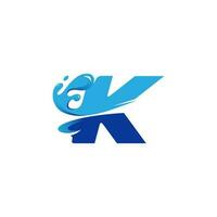 letter k logo with wave and water splash shape,creative initial letter,corporate identity,fresh letter logo vector