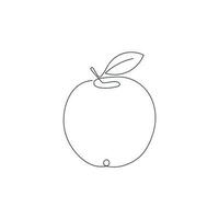 Apple drawn in one continuous line. One line drawing, minimalism. Vector illustration.