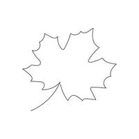 Maple leaf drawn in one continuous line. One line drawing, minimalism. Vector illustration.