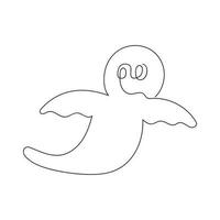 Ghost drawn in one continuous line. One line drawing, minimalism. Vector illustration.