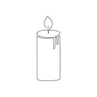 Candle drawn in one continuous line. One line drawing, minimalism. Vector illustration.