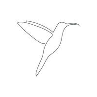 colibrí dibujado en uno continuo línea. uno línea dibujo, minimalismo vector ilustración.