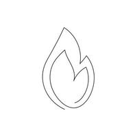 Flame drawn in one continuous line. One line drawing, minimalism. Vector illustration.