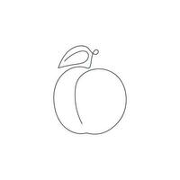 Plum drawn in one continuous line. One line drawing, minimalism. Vector illustration.