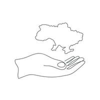 Map of Ukraine in hand drawn in one continuous line. One line drawing, minimalism. Vector illustration.