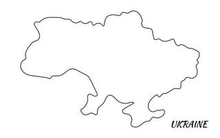 Map of Ukraine drawn in one continuous line. One line drawing, minimalism. Vector illustration.