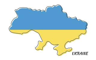 Map of Ukraine in colors of flag drawn in one continuous line. One line drawing, minimalism. Vector illustration.