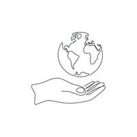 World on hand drawn in one continuous line. One line drawing, minimalism. Vector illustration.