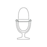 Podcast microphone drawn in one continuous line. One line drawing, minimalism. Vector illustration.