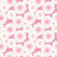 Abstract square seamless pattern with fluffy flowers and checked background. Pastel pink vector surface design, textile, fabric, wrapping paper, covers.