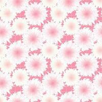 Abstract square seamless pattern with fluffy flowers and checked background. Pastel pink vector surface design, textile, fabric, wrapping paper, covers.