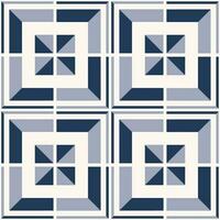 Abstract geometric square tile pattern. Blue-white color geometric square shape seamless pattern. Abstract geometric pattern use for home decoration elements. vector