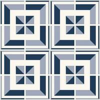 Abstract geometric square tile pattern. Blue-white color geometric square shape seamless pattern. Abstract geometric pattern use for home decoration elements. vector