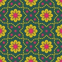 Ethnic colorful floral geometric pattern. Geometric floral shape seamless pattern background. Ethnic embroidery surface pattern design use for fabric, textile, home decoration elements, etc. vector