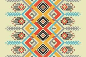 Ethnic southwest tribal pattern. Colorful Navajo geometric shape seamless pattern. Colorful ethnic pattern use for textile, cushion, carpet, rug, wallpaper, mural art, upholstery, wrapping, etc vector