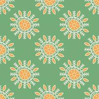 Simple ethnic floral pattern. Ethnic floral colorful drawing round shape seamless pattern. Ethnic floral surface pattern design use for textile, wallpaper, cushion, upholstery, wrapping, etc. vector