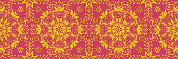 Elegant ethnic floral border pattern. Colorful ethnic floral geometric shape seamless pattern. Embroidery ethnic floral pattern use for textile, carpet, area rug, tile border, table runner, etc vector