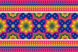 Ethnic traditional colorful geometric pattern. Ethnic geometric floral shape seamless pattern traditional style. Colorful ethnic pattern use for textile border, cushion, carpet, wallpaper, etc. vector