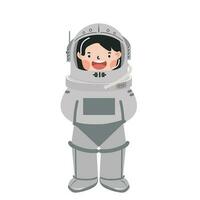 linda niño astronauta traje dibujos animados vector